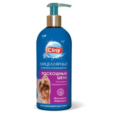 Купить cliny шампунь-кондиционер "Роскошный шелк" для длинношерстных собак