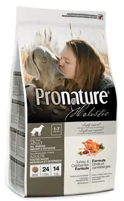 Pronature Holistic сухой корм для взрослых собак всех пород с индейкой и клюквой