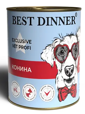 Best Dinner Vet Profi Gastro Intestinal консервы для взрослых собак и щенков с 6 месяцев для профилактики болезней ЖКТ с кониной