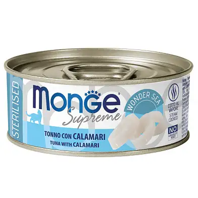 Monge Supreme sterilized консервы для стерилизованных кошек из тунца с кальмаром