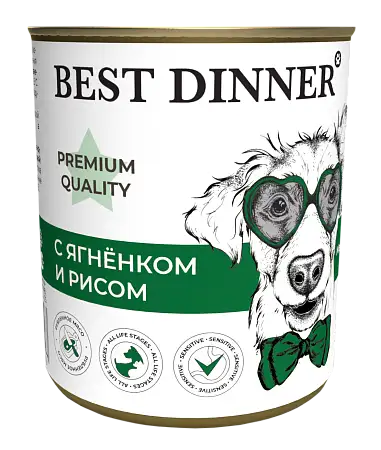 Купить best dinner premium Меню №5 консервы для собак и щенков с ягненком и рисом 