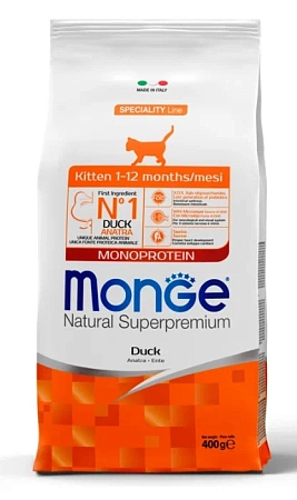 Купить monge cat speciality line monoprotein сухой корм для котят и беременных кошек с уткой